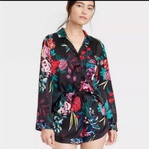 Stars Above Floral Black Pajama Set